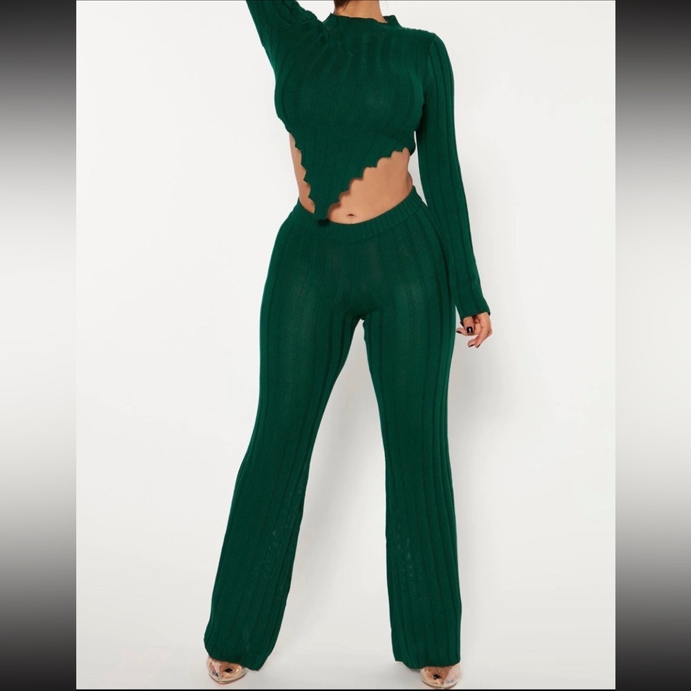 Fashion nova sweater pants set green